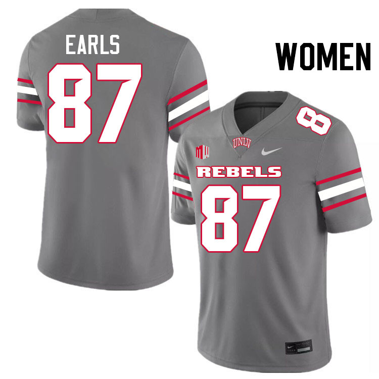 Women #87 Christian Earls UNLV Rebels College Football Jerseys Stitched-Grey